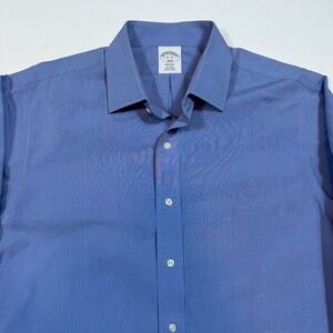 Brooks Brothers Men's Dress Shirt Blue Oxford Slim Fit Non-Iron 16-32